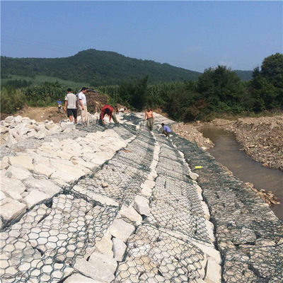 Galvanised Coated Woven Gabion Wall For Slope Protection And Landscape Greening