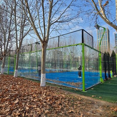 Professional Padel Tennis Court With Artificial Grass Synthetic Turf And Tempered Glass Enclosure For Competitive Play