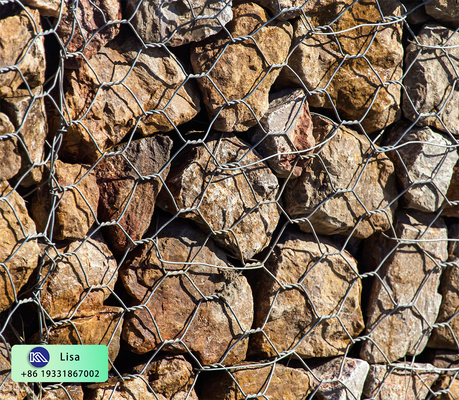 PVC Coated Hexagonal Woven Gabion Retaining Wall, Anti-Salt Spray Stone Gabion Basket For Coastal Garden Landscape Slope Protection