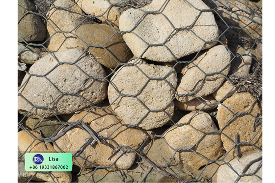 Galfan Gabion Retaining Wall, Heavy Duty Double Twist Hexagonal Gabion Basket For River Bank Slope Flood Protection
