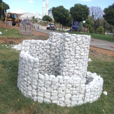 Curved Architectural Gabion Retaining Wall With Iron Wire Mesh Customized Size