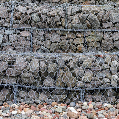 Flood Defense Barrier Galvanized Steel Gabion Mesh Cage 2x1x1m Hexagonal Gabion Wall