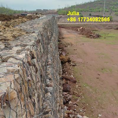 Hexagonal Gabion Wall Cages Hot Dip Galvanized Steel for Riverbank Protection