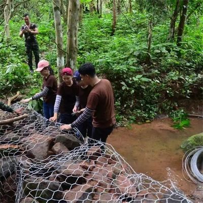 Custom Galvanized Gabion Box 2X1X1m Wire Mesh Netting 80X100mm For Flood Control