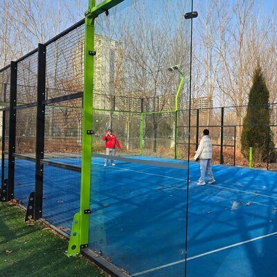 Professional Padel Tennis Court With Artificial Grass Synthetic Turf And Tempered Glass Enclosure For Competitive Play