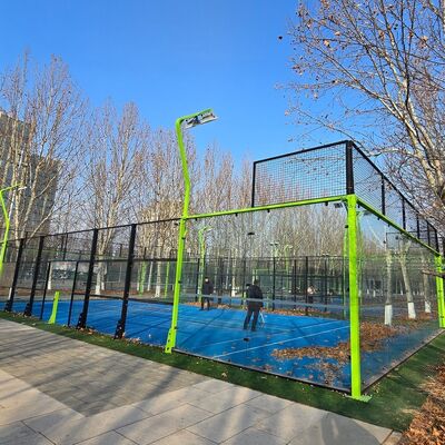 Outdoor Padel Tennis Court Combining Tempered Glass And Touch Welded Mesh Fence With Precision Laser Cut Steel Components For Performance