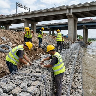 Hot Dipped Galvanized Zn95% Al5% Galfan Coated Heavy-Duty Gabion Mesh Cage for Erosion Control