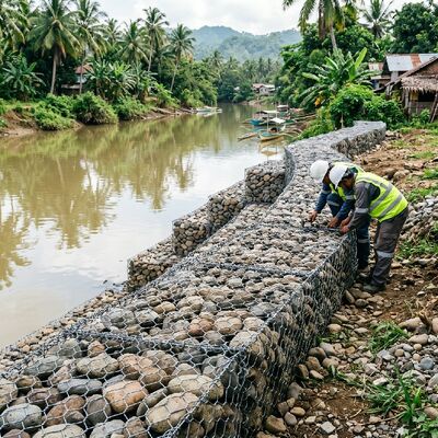 Ready Stock 2x1x1m Gabion Box Double Twisted Hexagonal Woven Gabion Basket for Retaining Wall