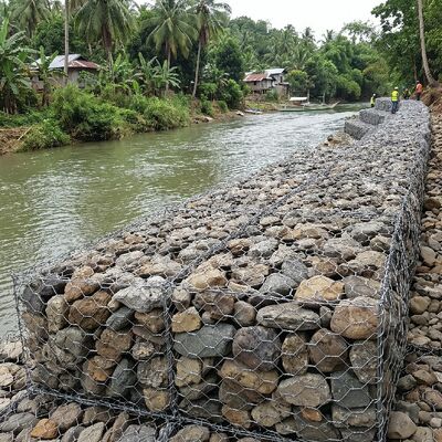 Galfan Coated Gabion Box 600MPa Tensile 80x100mm Mesh Woven Gabion Basket for River Bank Protection