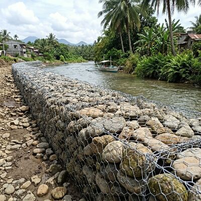 275g Zinc Coated Gabion Fence 2x1x1m EN 10223-8 Certified Gabion Wall for Riverbank Projects